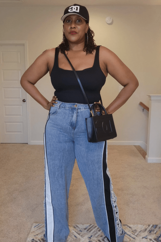 Colorblock Distressed Wide Leg Jeans - What A Diva Wears Boutique