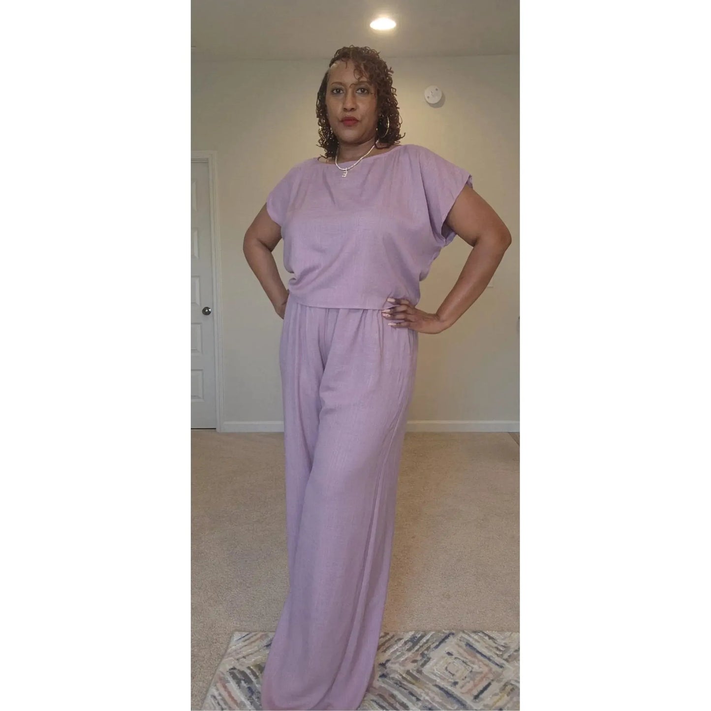 Plus Size Linen Hours Wide Leg pants set