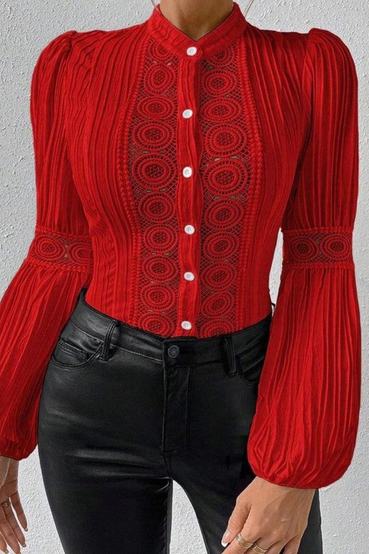 Lace Patchwork Collar blouse