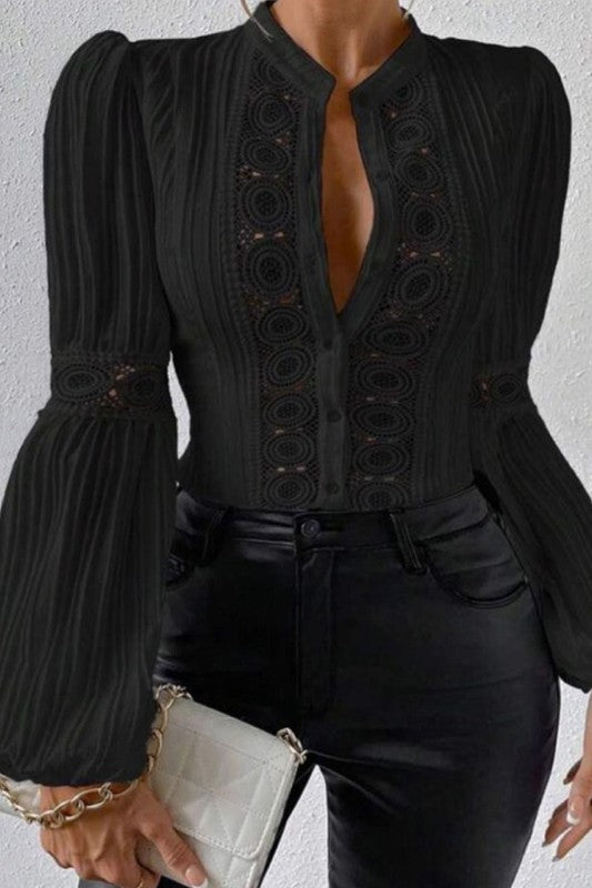 Lace Patchwork Collar blouse