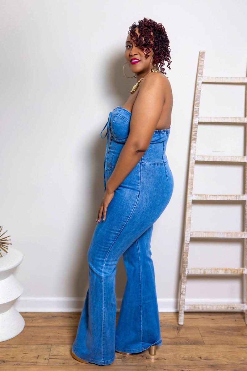 (Plus Sizes) The Corset Curve Denim Jumpsuit