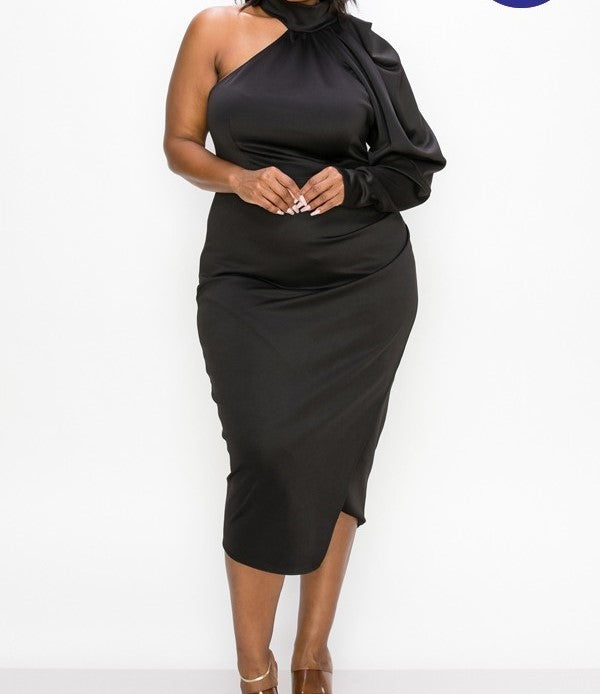 Plus Size One Shoulder Party Dress