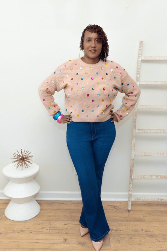 Bejeweled Bae Sweater (Reg & Plus Sizes) - What A Diva Wears Boutique