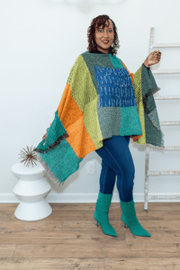 Bold Blocks Poncho (OS) - What A Diva Wears Boutique