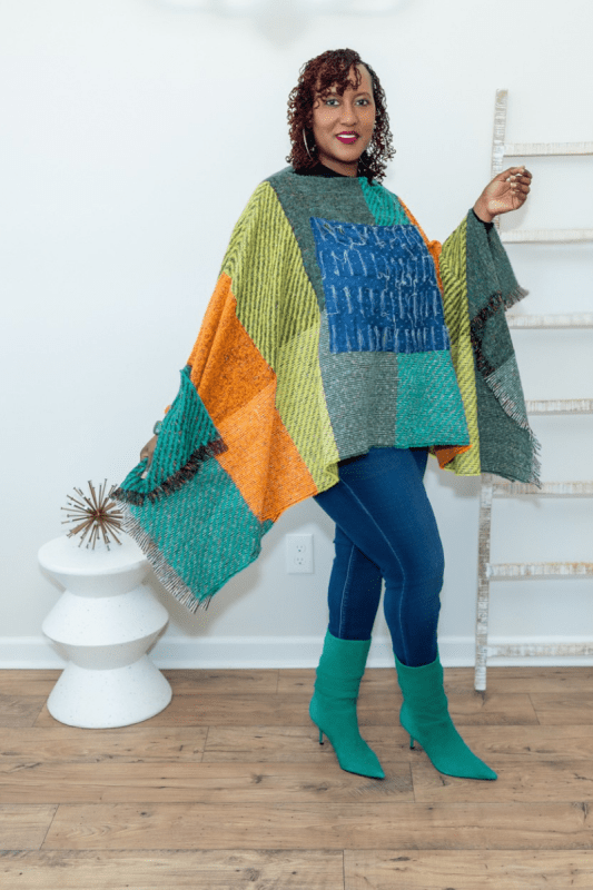 Bold Blocks Poncho (OS) - What A Diva Wears Boutique