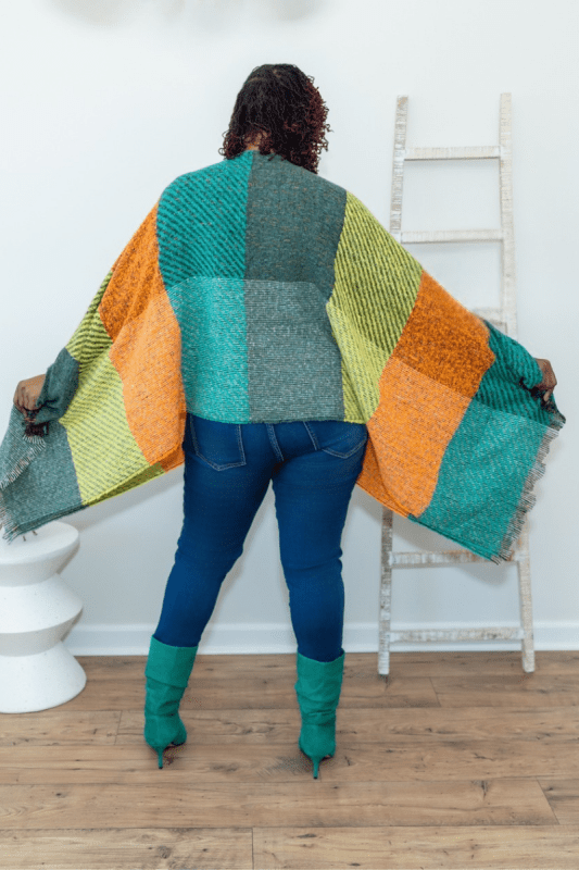 Bold Blocks Poncho (OS) - What A Diva Wears Boutique