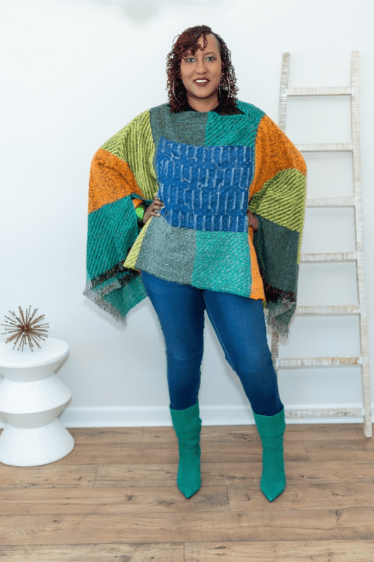 Bold Blocks Poncho (OS) - What A Diva Wears Boutique