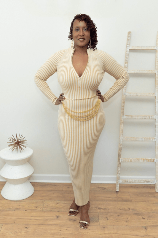 Champagne Dreams Ribbed Dress (Reg & Plus Sizes) - What A Diva Wears Boutique