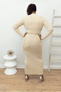 Champagne Dreams Ribbed Dress (Reg & Plus Sizes) - What A Diva Wears Boutique
