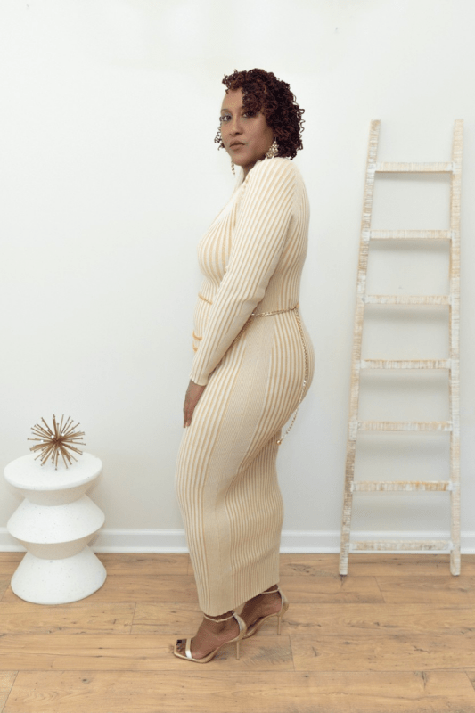 Champagne Dreams Ribbed Dress (Reg & Plus Sizes) - What A Diva Wears Boutique