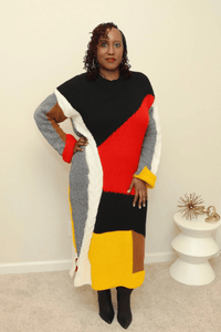 Colorblock Sweater Dress (One Size) - What A Diva Wears Boutique