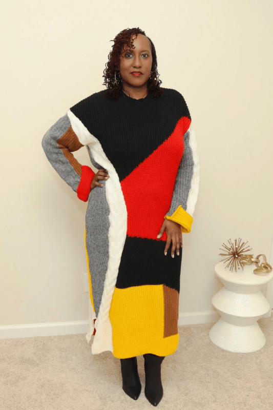 Colorblock Sweater Dress (One Size) - What A Diva Wears Boutique