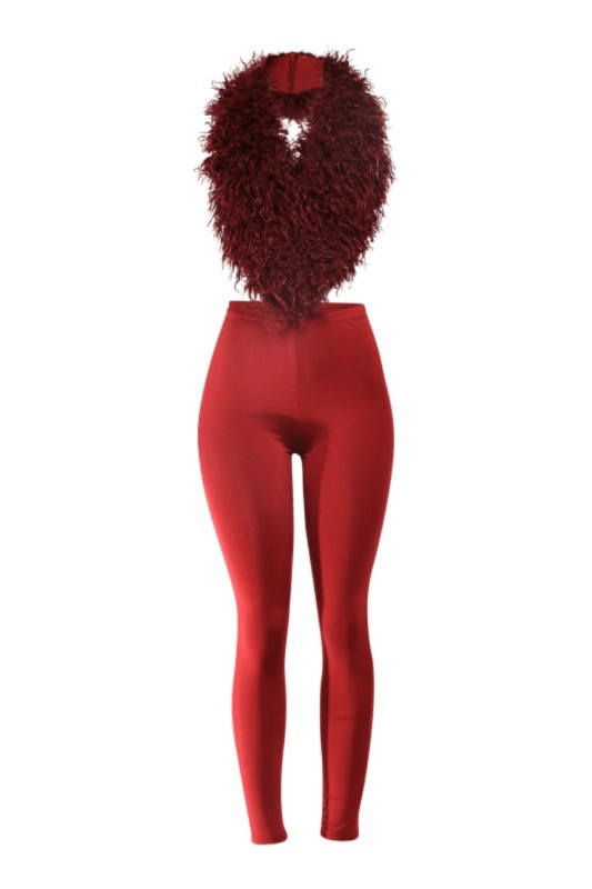 Crimson Heat Fur Set - What A Diva Wears Boutique