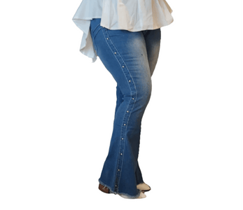 Flared side button Jeans (Reg & Plus sizes) - What A Diva Wears