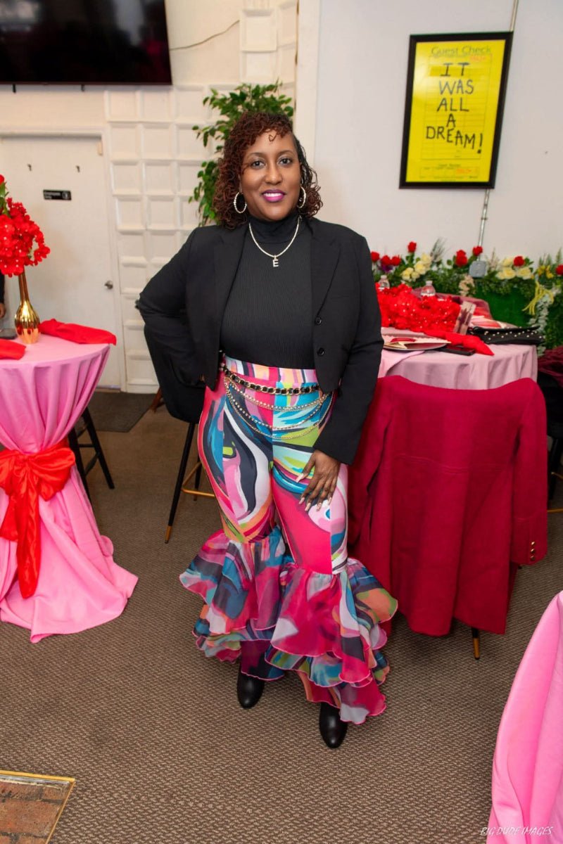 Fushia Print RUFFLED Bell Bottoms (Reg & Plus sizes) - What A Diva Wears Boutique