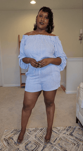 Just in Blue Stripes Short set - What A Diva Wears