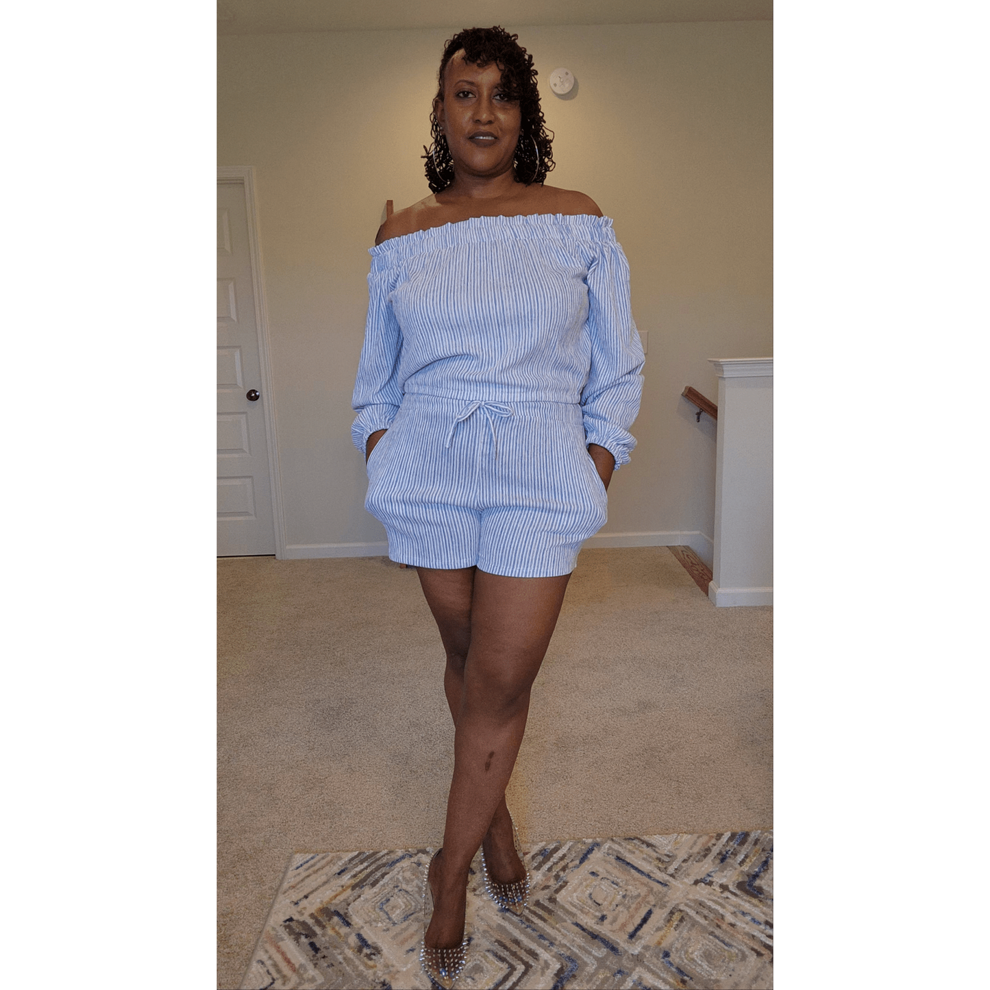 Just in Blue Stripes Short set - What A Diva Wears