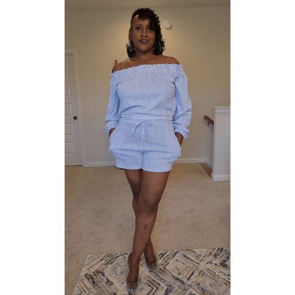 Just in Blue Stripes Short set - What A Diva Wears