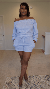 Just in Blue Stripes Short set - What A Diva Wears