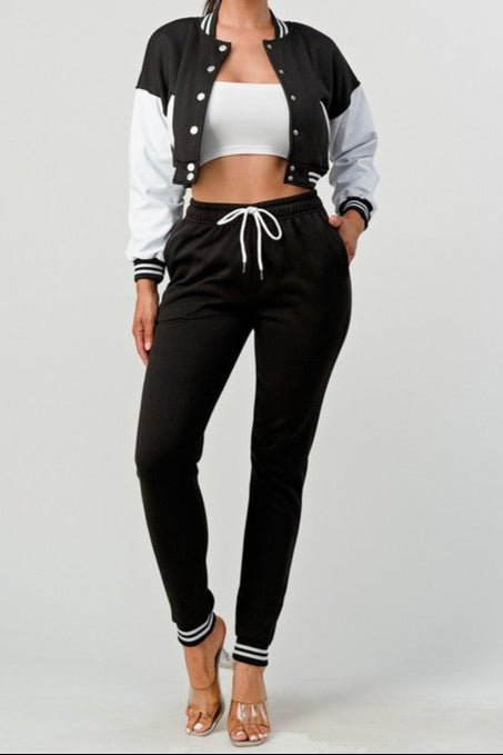 Letterman Jacket Jogger Set - What A Diva Wears