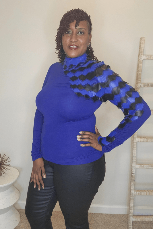Long Sleeve Mock Neck color Block Ruffle Blouse - What A Diva Wears Boutique
