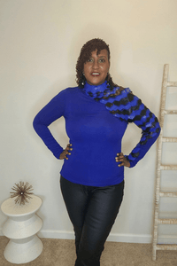 Long Sleeve Mock Neck color Block Ruffle Blouse - What A Diva Wears Boutique