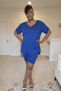 Microfiber V - Neck Biker Set (Reg & Plus sizes) - What A Diva Wears Boutique
