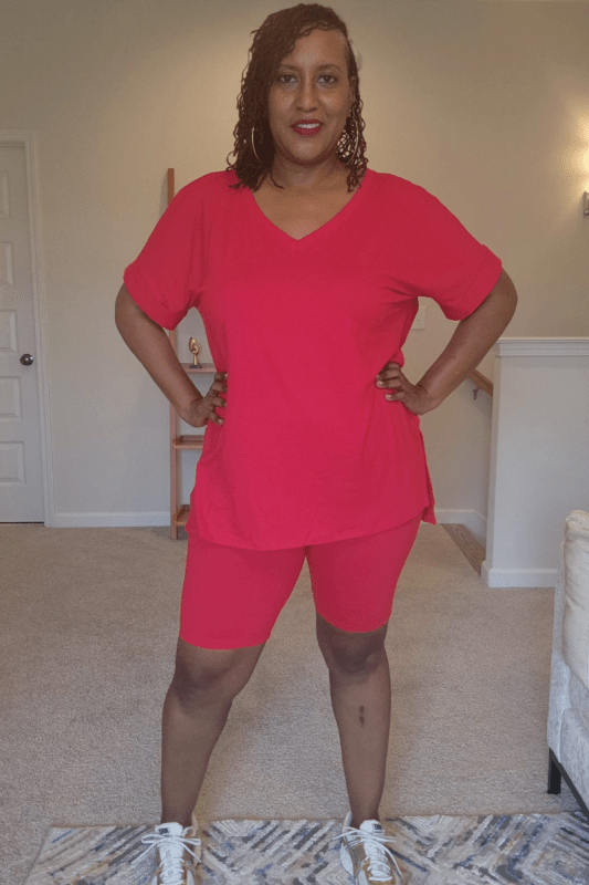 Microfiber V - Neck Biker Set (Reg & Plus Sizes) - What A Diva Wears Boutique