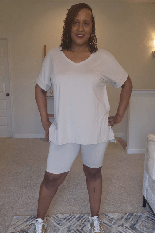 Microfiber V - Neck Biker Set (Reg & Plus Sizes) - What A Diva Wears Boutique