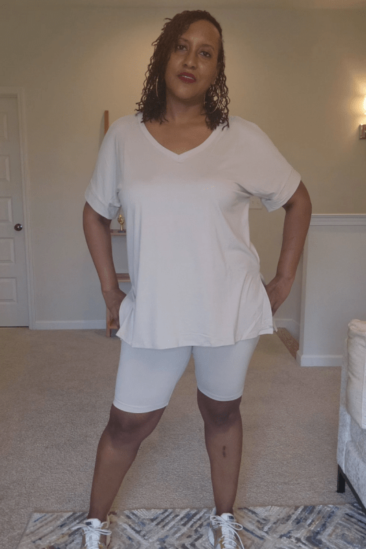Microfiber V - Neck Biker Set (Reg & Plus Sizes) - What A Diva Wears Boutique