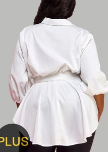 Plus Size Belted Tunic Shirt - What A Diva Wears
