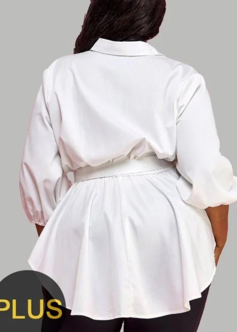 Plus Size Belted Tunic Shirt - What A Diva Wears