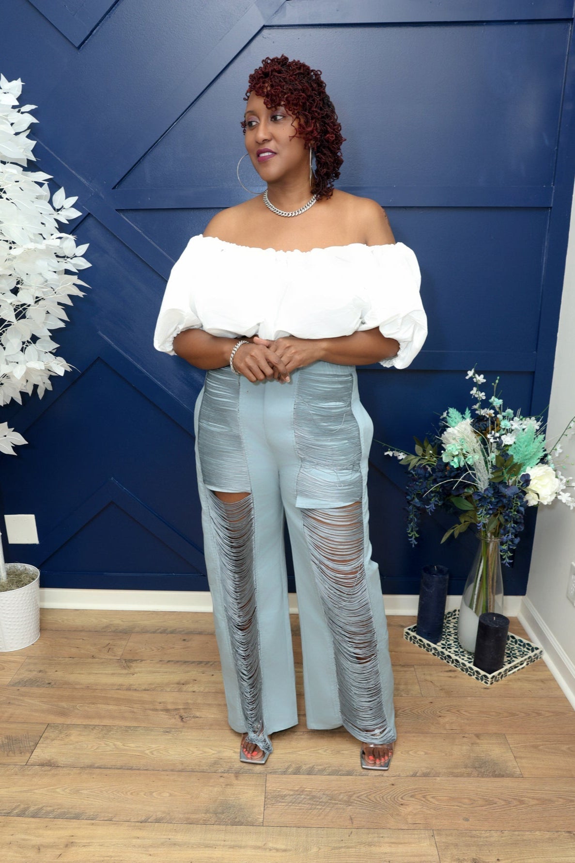 Plus Size Give Me a little Shoulder Crop Top - What A Diva Wears Boutique