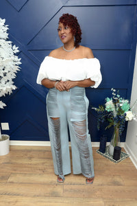 Plus Size Give Me a little Shoulder Crop Top - What A Diva Wears Boutique