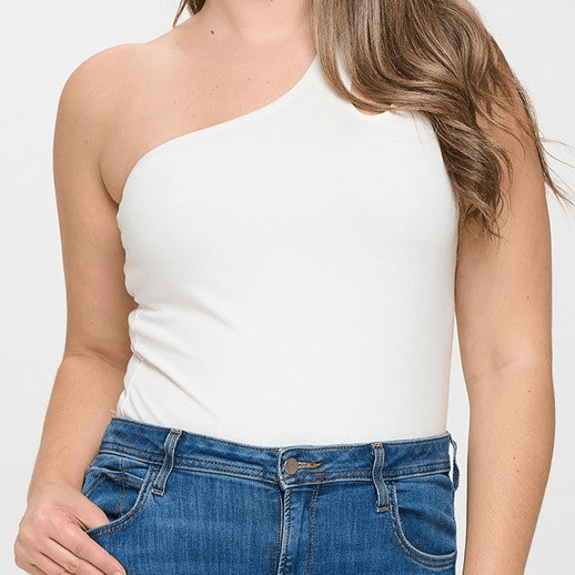 Plus Size One Shoulder Keyhole Body suit - What A Diva Wears