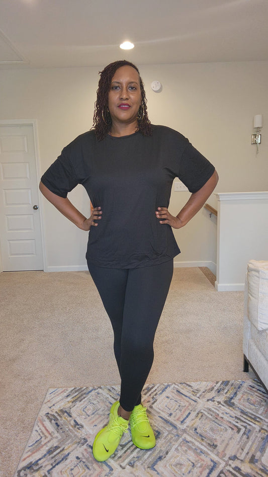 Plus Size Round Neck Leggings set