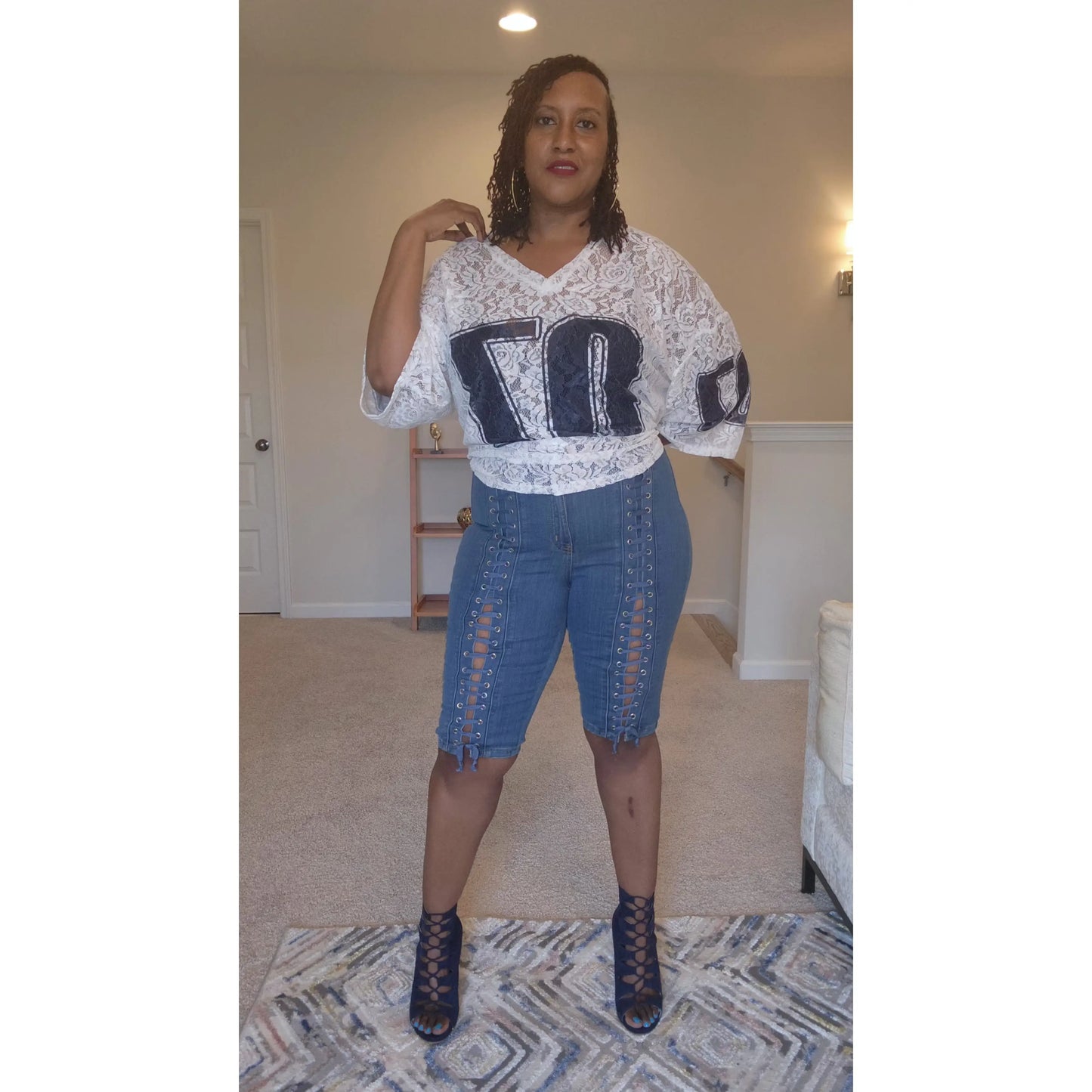 Lace Up Bermuda Shorts (Reg & Plus Sizes)