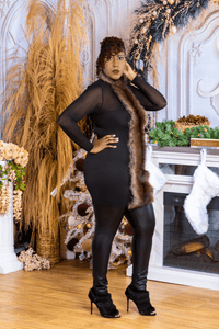 Winters Edge Fur Panel Dress - What A Diva Wears Boutique